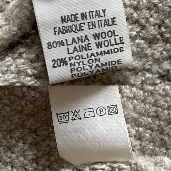 MADE IN ITALY Wool Open Cardigan Sweater Dolman Sleeves Tan One Size - Picture 9 of 9